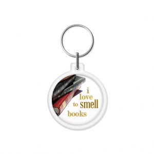 porta-chaves "i love to smell books"