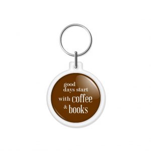 porta-chaves "good days start with coffee & books"